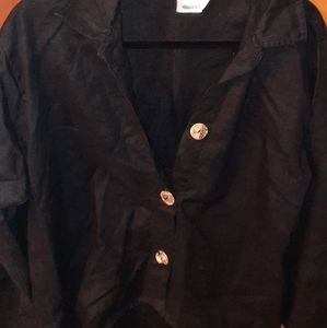 2Pc What's Up Black Dress Shirts Sz M
